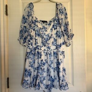Floral Blue and White Romper